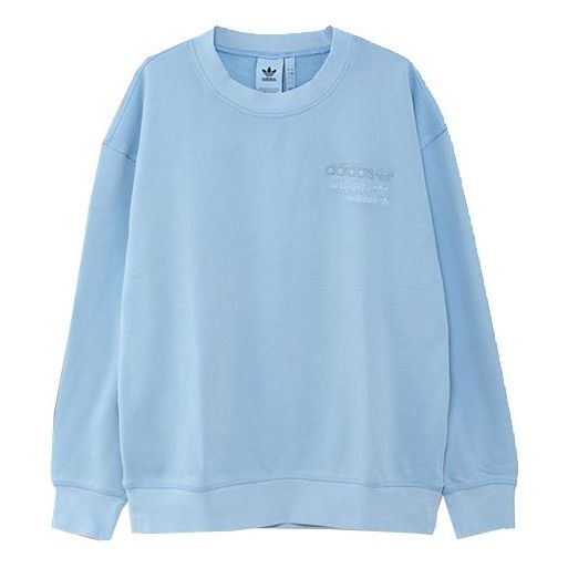 adidas originals Casual Sports Knit Round Neck Pullover Sky Blue GL6161