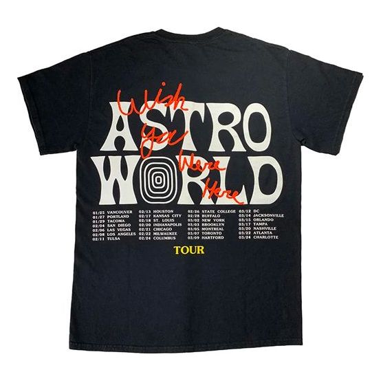 Travis Scott Unisex Cactus Jack Astroworld Tour Printed Round-neck Tee Black TC-274