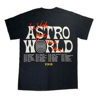 Travis Scott Unisex Cactus Jack Astroworld Tour Printed Round-neck Tee Black TC-274