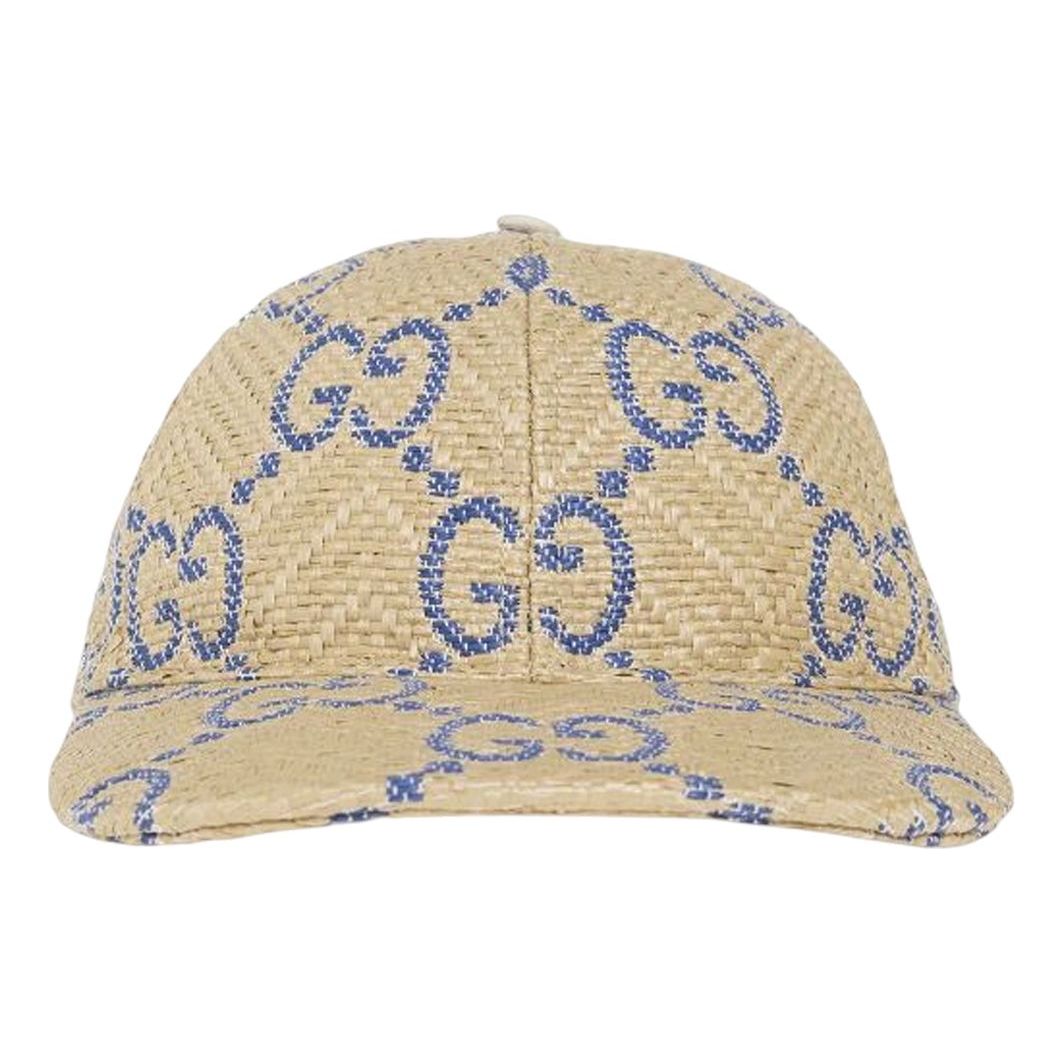 (WMNS) Gucci GG Raffia Effect Baseball Hat 'Beige Blue' 701713-3HAJF-9577