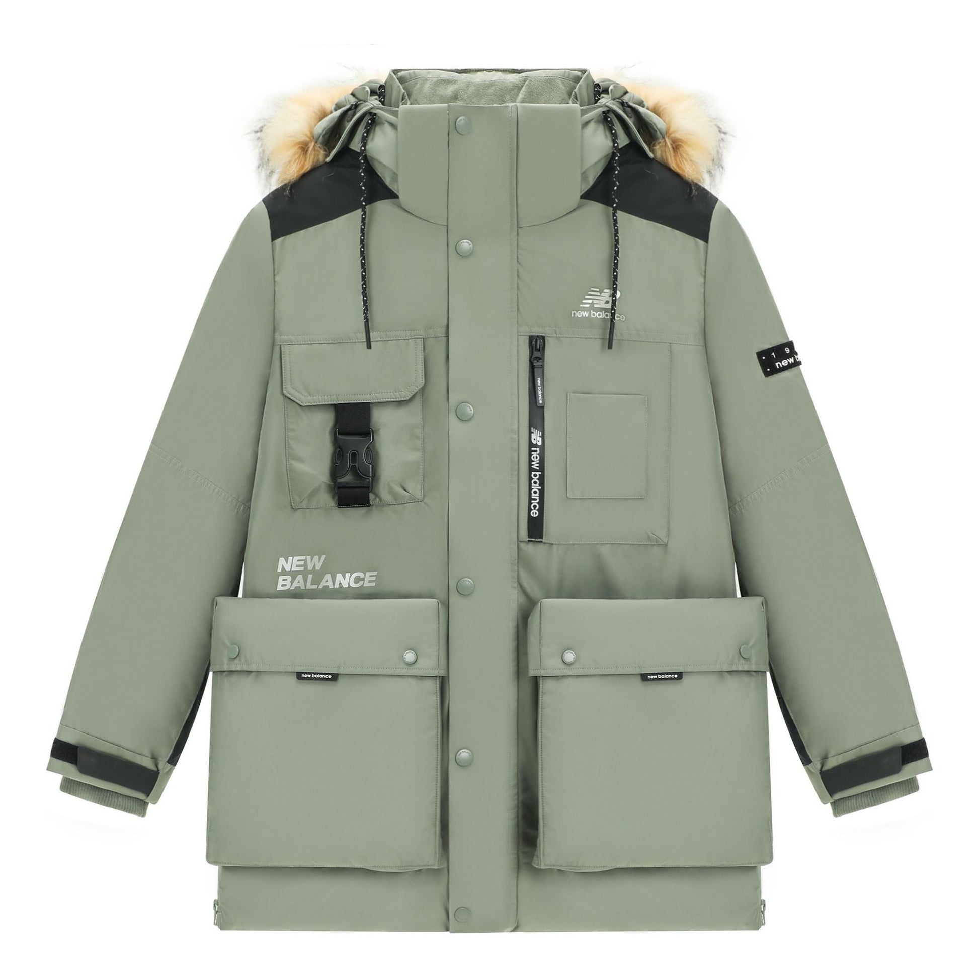 New Balance Logo Classic Down Jacket Asia Sizing 'Green Black' AMJ14300-OLG