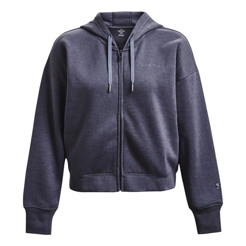 (WMNS) Under Armour Essential Script Full Zip Hooded Jacket 'Dark Grey' 1374106-558