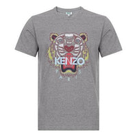 Men's KENZO SS21 Tiger Head Pattern Round Neck Short Sleeve Gray F865TS0504YA-95