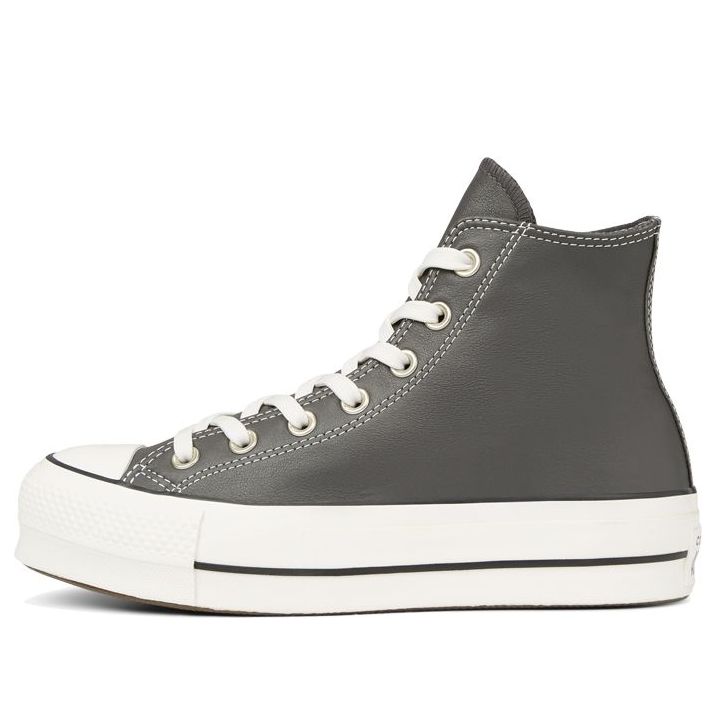 (WMNS) Converse Chuck Taylor All Star Platform Leather High Top Thick Sole Grey 'Gray White' 565867C