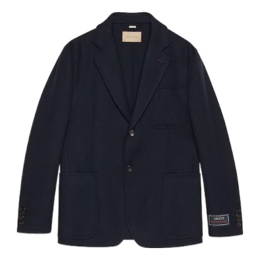 Gucci Lightweight Wool Jacket With Web Label 'Dark Blue' 770082-ZAKE3-4440