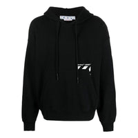 Men's Off-White FW22 Solid Color Logo Printing Drawstring Autumn Black OMBB085C99FLE0051001