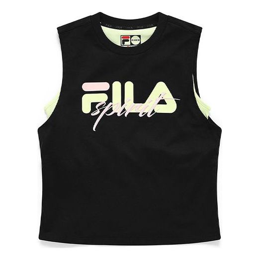 (WMNS) Fila Logo Printing Knit Sports Sleeveless Black T11W125113F-BK