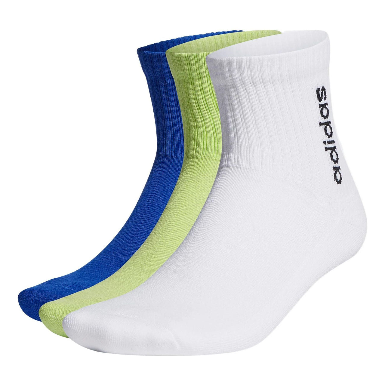 adidas neo Alphabet Solid Color Athleisure Casual Sports Socks Unisex 3 Pairs White / Green / Blue HD2215