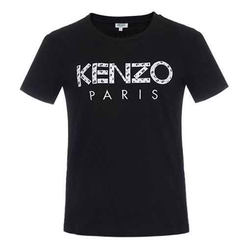 (WMNS) KENZO Logo Pattern Round Neck Short Sleeve T-Shirt 'Black' FA52TS701990-99