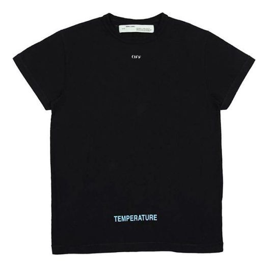 Off-White SS21 Cotton Stripe Printing Round Neck Short Sleeve Version Black OMAA002G20JER0061001
