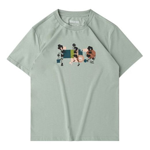 Li-Ning BADFIVE Basketball Series Round Neck Loose Short Sleeve Gray Green AHSQ284-9
