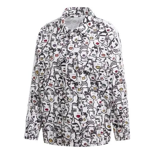 (WMNS) adidas Originals x Fiorucci Face logo Print Jacket 'Black White' FL4136