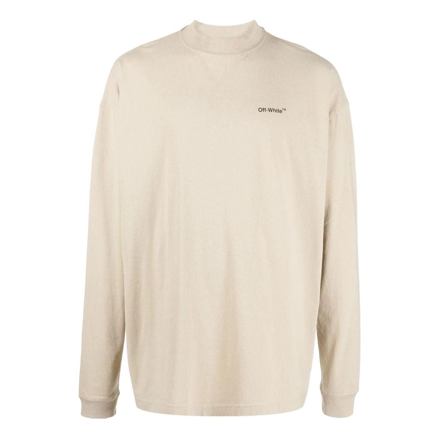 Men's Off-White FW22 Alphabet Logo Printing Round Neck Long Sleeves Loose Fit Creamy White T-Shirt OMAB032S22JER0011710