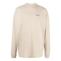 Men's Off-White FW22 Alphabet Logo Printing Round Neck Long Sleeves Loose Fit Creamy White T-Shirt OMAB032S22JER0011710
