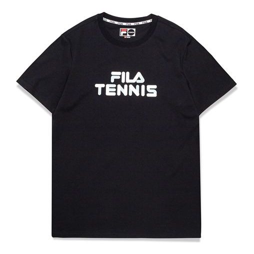 FILA FUSION Tennis Alphabet Printing Short Sleeve Black T11M021108F-BK