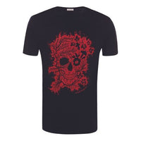 Men's Alexander McQueen Ivy Skull Skeleton Short Sleeve Black 599560QOZ660901