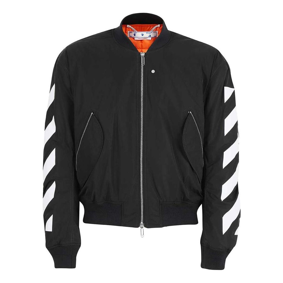 Men's Off-White Printing Zipper Pocket Jacket Black OMEH045C99FAB001