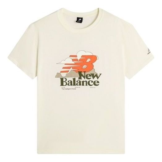 New Balance Logo Print Tee Asia Sizing 'White Orange' AMT22365-IV