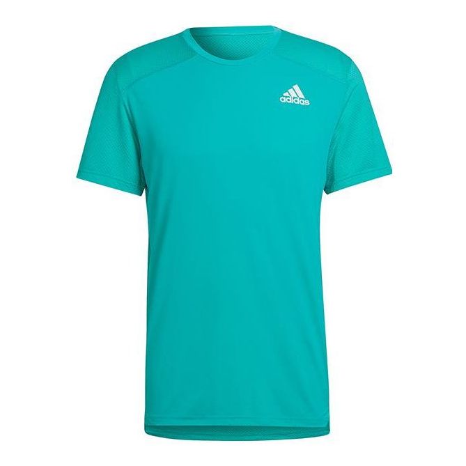 Men's adidas Otr Cooler Tee Solid Color Alphabet Logo Printing Round Neck Pullover Short Sleeve Blue T-Shirt HB7464
