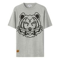 KENZO SS21 Tiger Head Pattern Printing Round Neck Pullover Short Sleeve Gray FA62TS9914V4-94