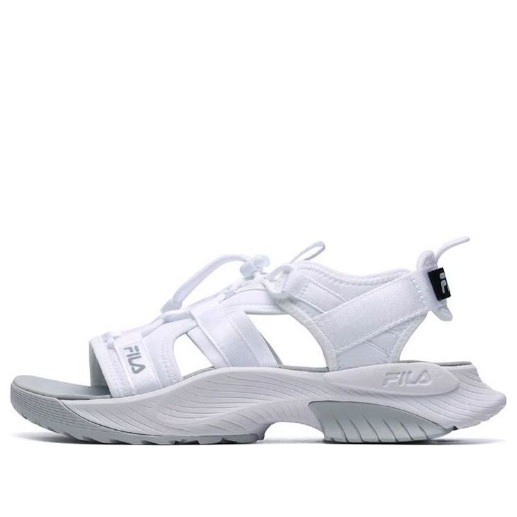 (WMNS) FILA Athletics Velcro Outdoor Open Toe Flat Heel Fashion Sports FILA White Sandals A12W122607FFW