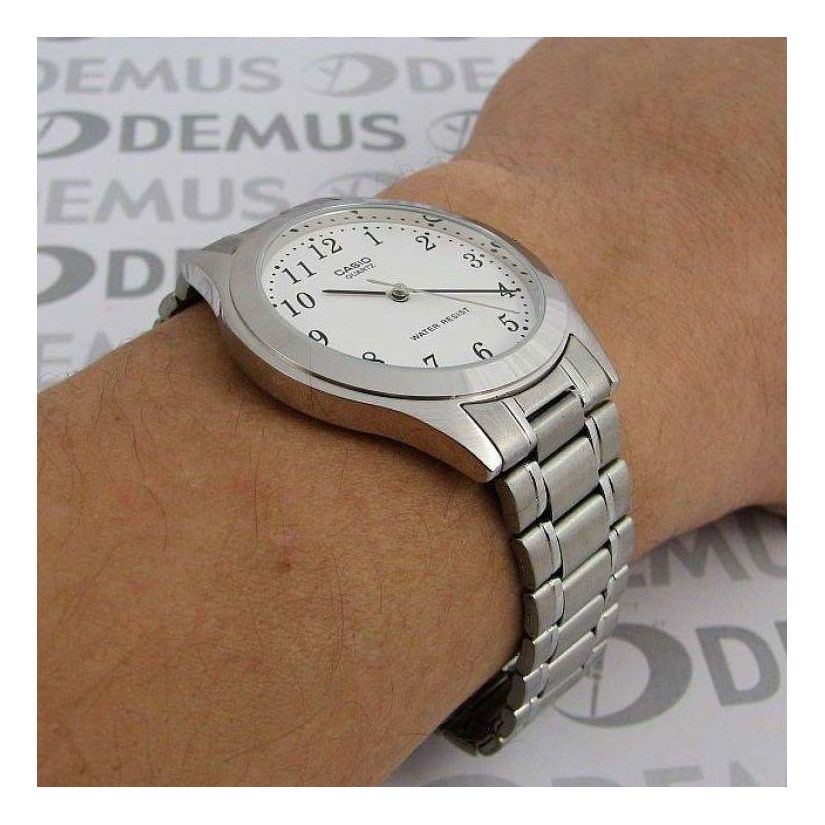 CASIO Waterproof Stainless Steel Strap White Dial Mens White Analog MTP-1128A-7B