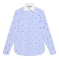 Gucci Bee Long Sleeve Shirt For Men Blue 547232-ZAADW-4930