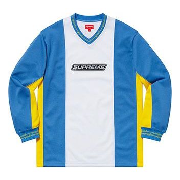 Supreme SS19 Barbed Wire Moto Jersey V neck Long Sleeves Unisex Blue SUP-SS19-939