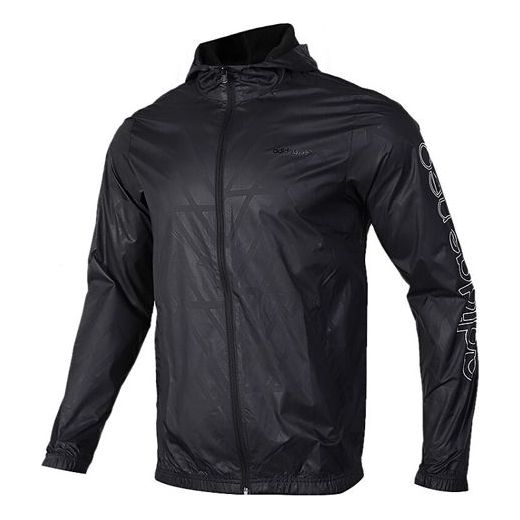 adidas neo Alphabet Geometry Pattern Loose Zipper Jacket Black EI4508