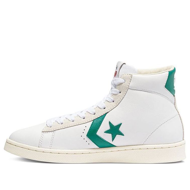 Converse Pro Leather High Top Shoes White/Green 171069C