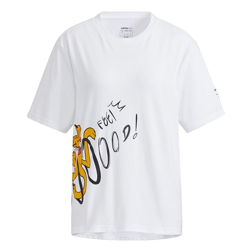 (WMNS) adidas neo Mf Tee 2 Printing Round-neck White HF0468