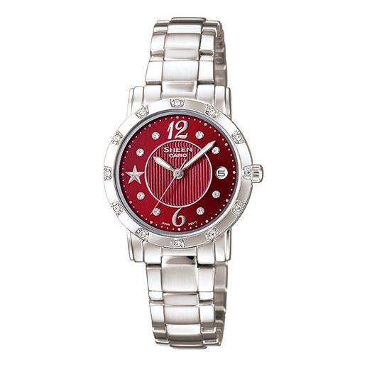 CASIO SHEEN Waterproof Stainless Steel Strap Red Analog SHN-4020D-4A