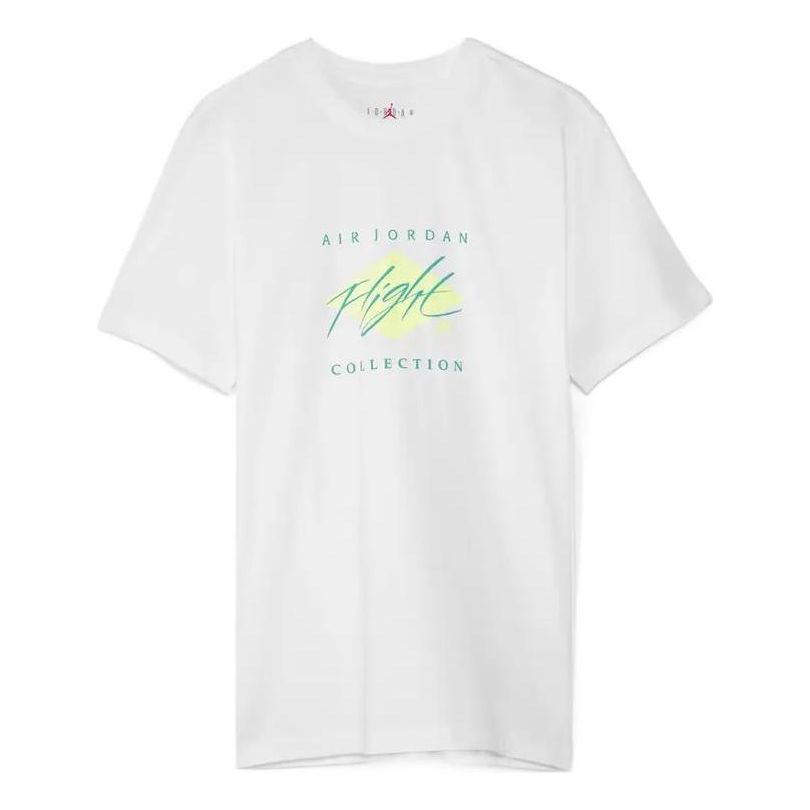 Men's Air Jordan Flight Essentials Alphabet Printing Round Neck Cotton Short Sleeve White T-Shirt DH8970-101