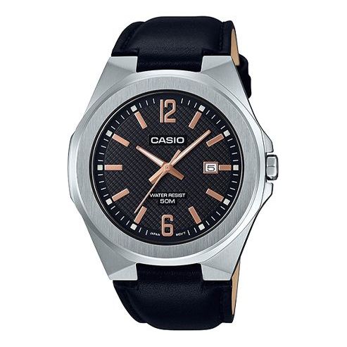 CASIO Waterproof Mens SilverBlack Analog MTP-E158L-1A2021