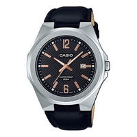 CASIO Waterproof Mens SilverBlack Analog MTP-E158L-1A2021
