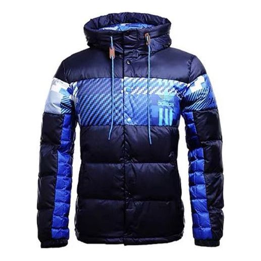 adidas originals Athleisure Casual Sports hooded down Jacket Blue AY9158