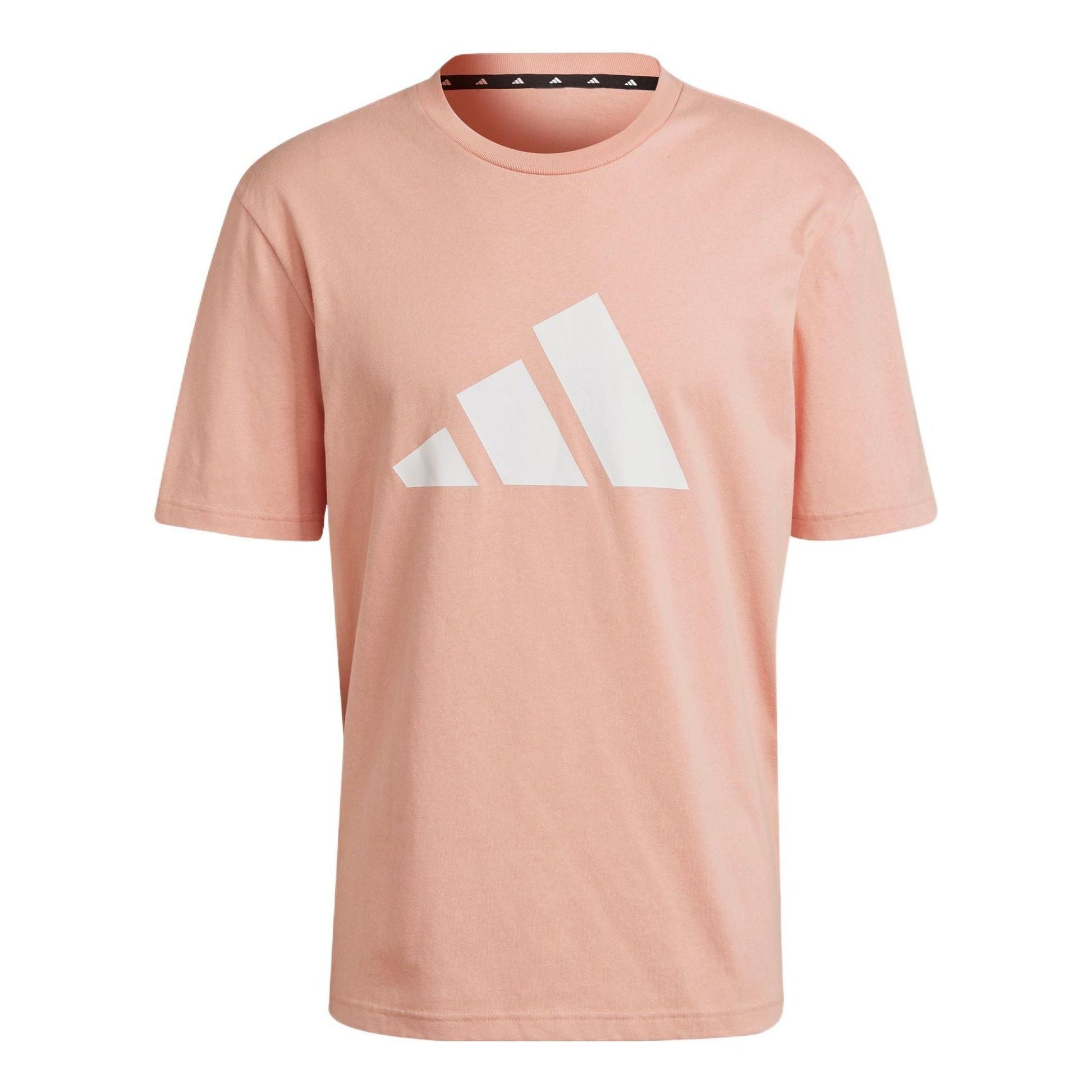 Men's adidas Logo Printing Pattern Round Neck Pullover Short Sleeve Pink T-Shirt H39748