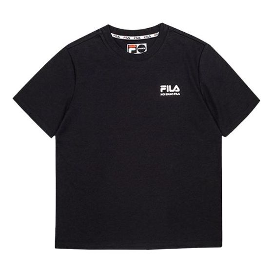 (WMNS) FILA FUSION Alphabet Printing Short Sleeve Black T11W031112F-BK