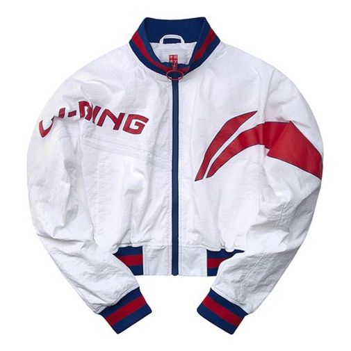 Li-Ning Paris fashion week Series Stand Collar Loose Casual Tops Jacket White AJDP028-2