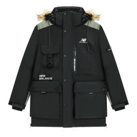 New Balance Logo Classic Down Jacket Asia Sizing 'Black Grey' AMJ14300-BK