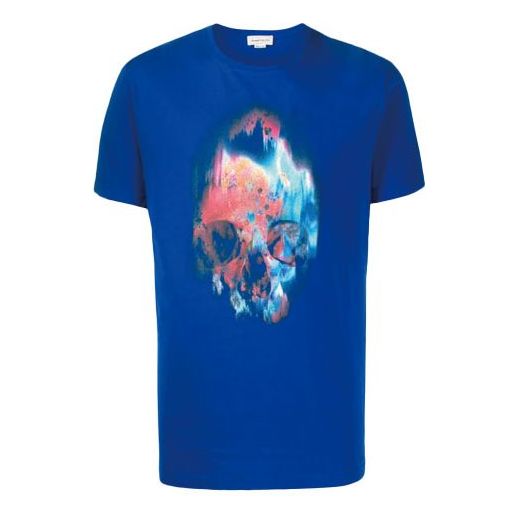 Men's Alexander McQueen Sprayed Skull Blue 595650QOZ600913