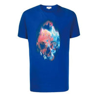 Men's Alexander McQueen Sprayed Skull Blue 595650QOZ600913