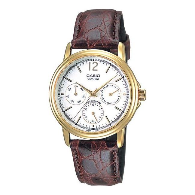 Men's CASIO STANDARD Series White Dial Quartz Watch Waterproof Leather Strap Mens MTP-1174Q-7AJH