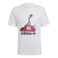 adidas originals Worm Tee Funny Printing Sports Short Sleeve White GN2155