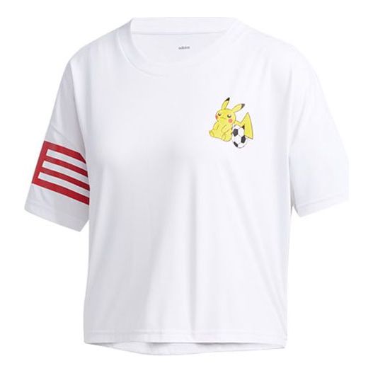 (WMNS) adidas Pokemon Cropped Jersey 'White Red' GN3005