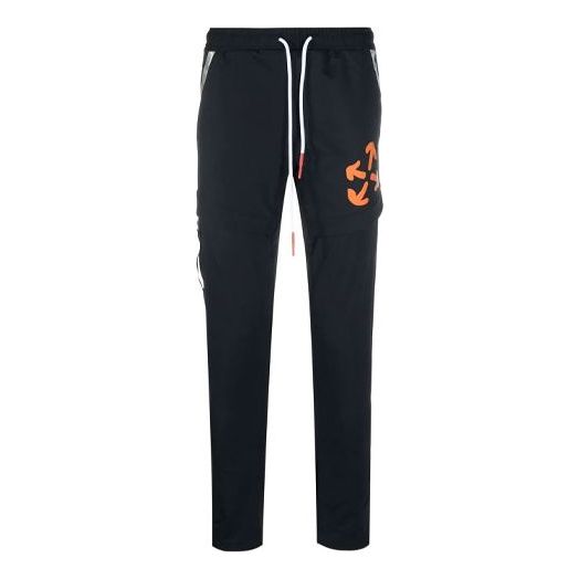 Men's Off-White FW21 Arrow Pattern Printing Sports Pants/Trousers/Joggers Slim Fit Black OMVG016I21FAB0011020