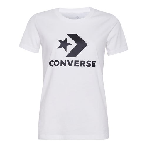 (WMNS) Converse Classic Logo Printing Short Sleeve White 10009152-A01
