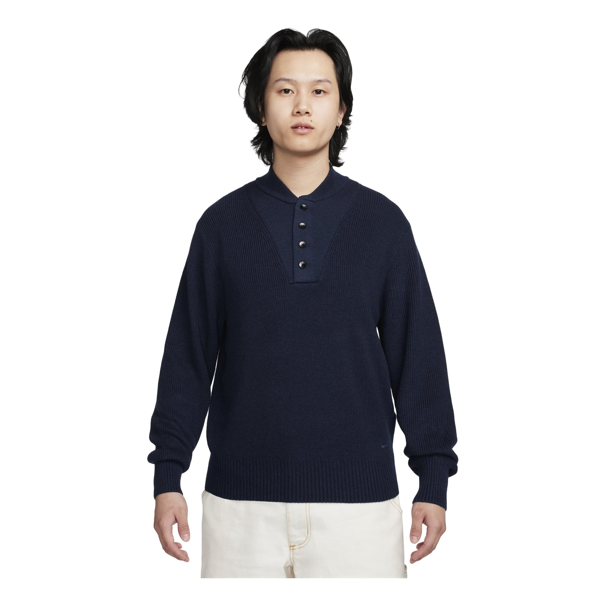 Nike Life Long Sleeve Military Henley Sweater 'Obsidian' FN3119-451