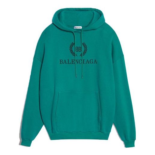 (WMNS) Balenciaga Logo Hoodie Green 556111TDV043068