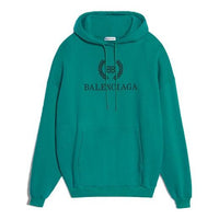 (WMNS) Balenciaga Logo Hoodie Green 556111TDV043068